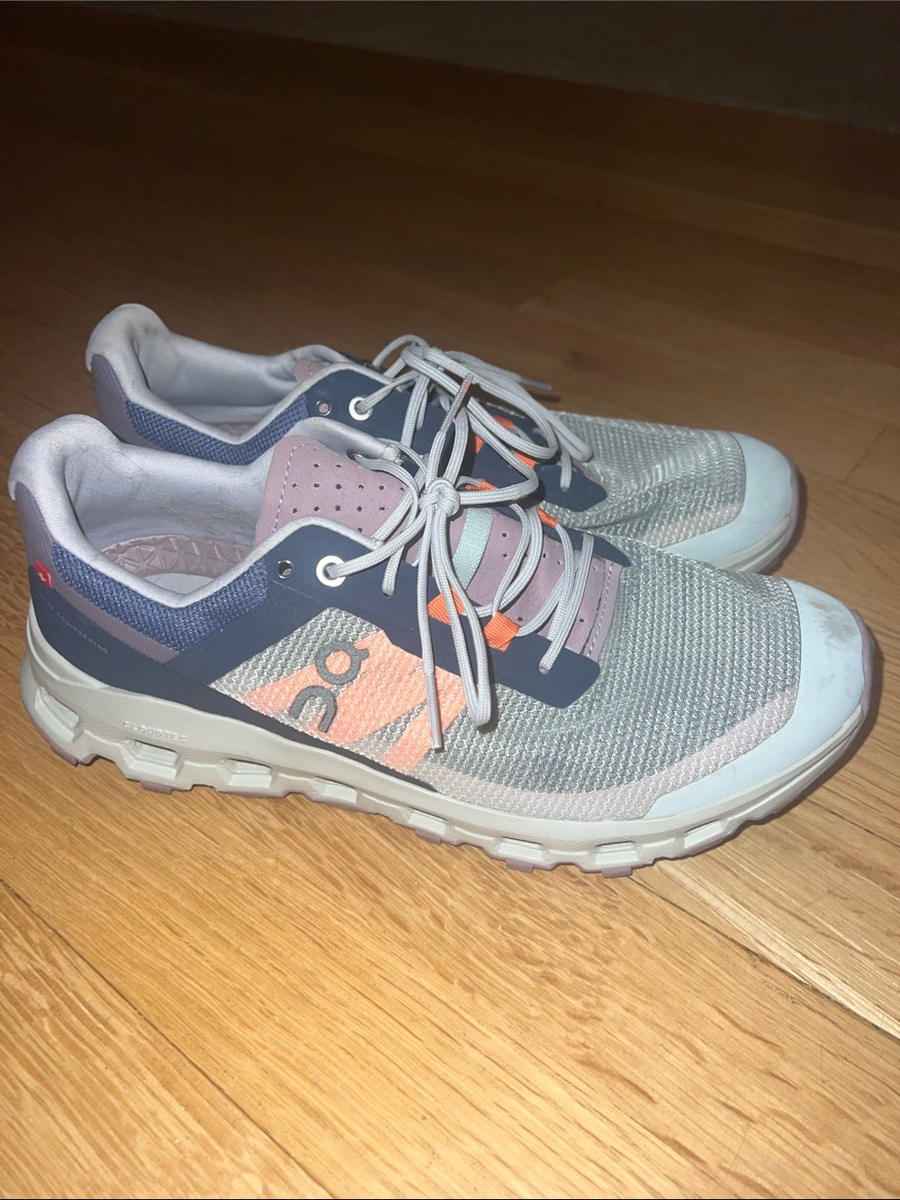 On Running Women's Trail Running Shoe - Gray, Pink & Coral Accents